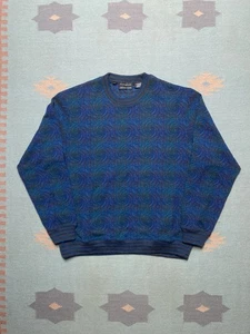 Jhane Barnes crewneck sweater long sleeve shirt abstract fractal wool large - Picture 1 of 7