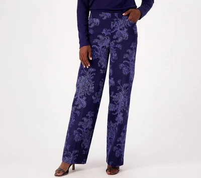 Isaac Mizrahi Live! Pantalones de pierna ancha estampados florales para mujer A551041 azul talla 8T Foto 1 de 4
