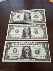 US $1.00 DOLLAR BILLS 666 COOL SERIAL NUMBERS-3 NOTE LOT-FREE SHIP. - Picture 1 of 3