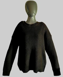 Maglione pullover girocollo Time and Tru donna XXL (20) manica lunga waffle nero - Foto 1 di 12