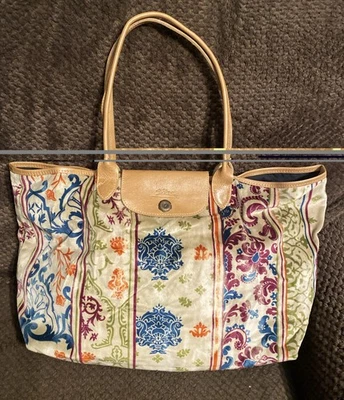 LONGCHAMP Vintage Velour/Leather Le Pliage Multi Color Tote - Image 1 of 4