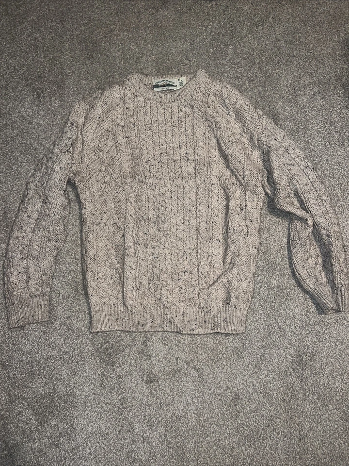 Suéter Arancrafts Cableknit Años 90 Crema/Gris Talla Mediana Cuchillos, Chris Evans Foto 1 de 2