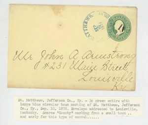 Mr Fancy Cancel St Matthews KY Louisville KY 1873 intero #708 - Foto 1 di 2