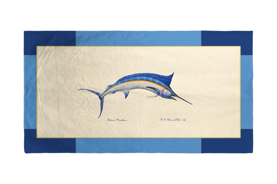 Toalla de playa Betsy Drake Blue Marlin Border Foto 1 de 1