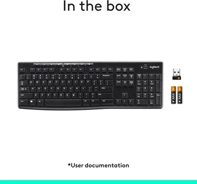 Logitech K270 Wireless Keyboard 2.4GHz FullSize Number Pad 8 Keys for Windows PC - Image 1 of 4
