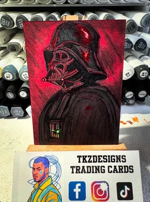 Tarjeta de boceto 1/1 dibujada a mano de Darth Vader de Star Wars firmada por el artista Tony Keaton Foto 1 de 3