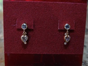 !4k Yellow Gold Filled Dainty CZ Dangle Post Earrings - Picture 1 of 1