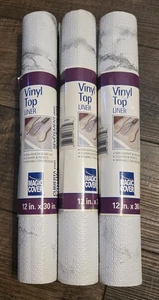 3 Rolls Magic Cover Vinyl Non-Adhesive Top Shelf Liner Classic Marble Gray 12x30 - Picture 1 of 3