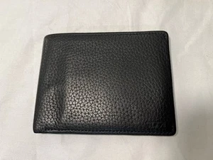 TUMI Delta Double Billfold Black Pebble Grain Leather Wallet ID Bifold EUC - Picture 1 of 8