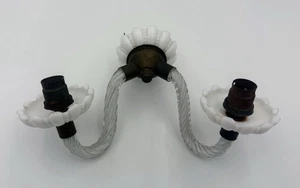 Klassische venezianische Wandleuchte Vintage transparent & Milchglas Murano doppelarmig - Bild 1 von 11