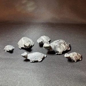 Lot of 6 Vintage Handcarved Marble Stone Turtles 1"-2.5" - Picture 1 of 1