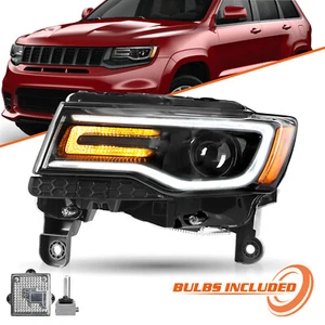 For 2014-2021 Jeep Grand Cherokee w/Bulbs&Ballast HID Black Headlight LH - Picture 1 of 7