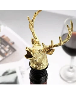 WINE POURER AERATOR STAG ANIMAL HEAD GOLD - WINE BAR ACCESSORIES-SO UNIQUE! - Picture 1 of 7