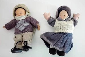 Vintage 2 Baby Biskuit Puppen Junge und Mädchen Bruder und Schwester Spielzeug Brüder Puppe - Bild 1 von 9