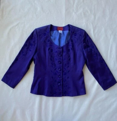 Kenzo Paris Royal Purple Cotton Embroidered Jacket, Mint Condition, Size 40 - Image 1 of 4