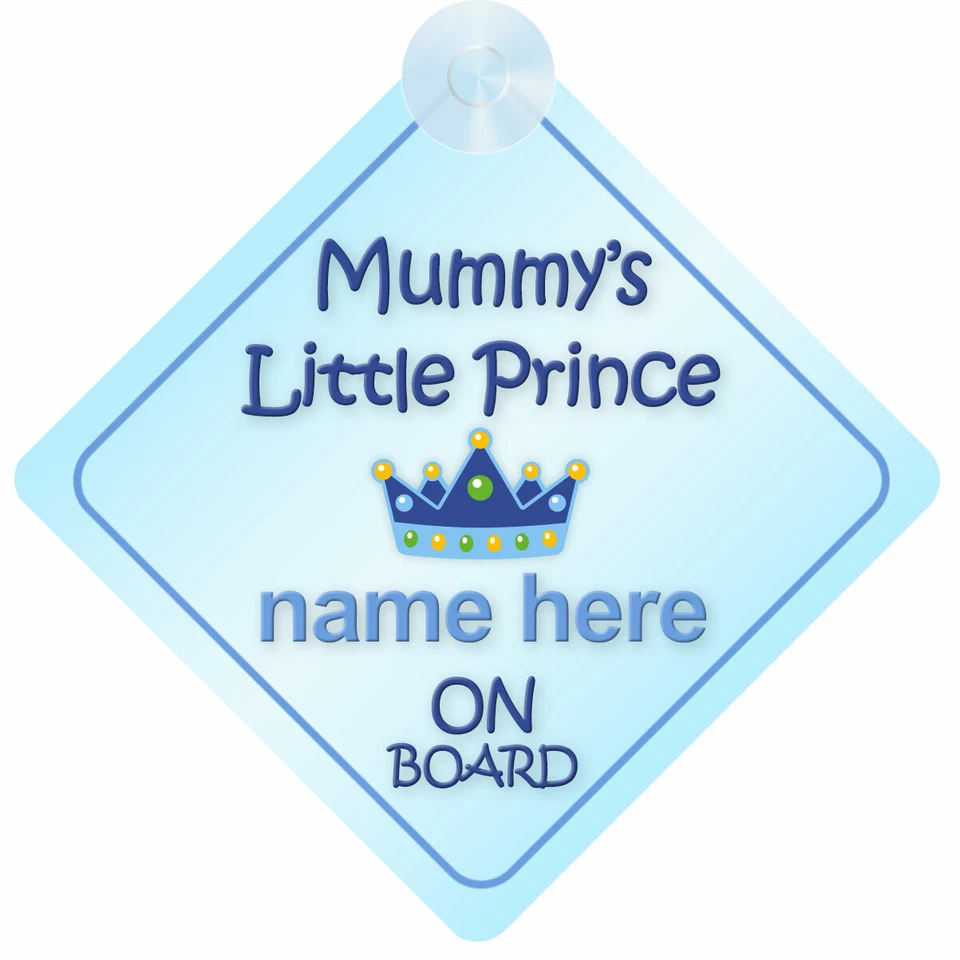 MYBABYONBOARD UK Letrero de seguridad para automóvil personalizado para niños/bebé niño niño/niño de Mummy's Little Prince a bordo