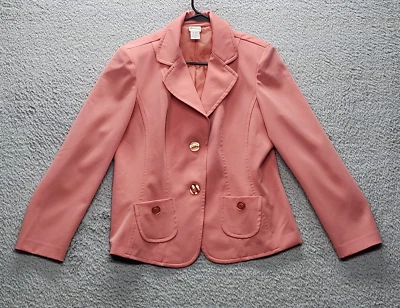 Chaqueta Blazer Para Mujer Colección Giorgio Fiortini Talla 14 Almohadillas Coral Melocotón Foto 1 de 4