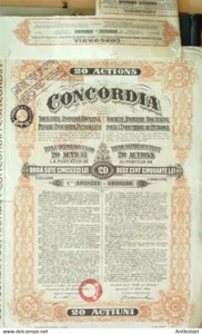 Concordia (Cie d'Industrie & pétrole) action 250 Lei Roumanie 1924 - Picture 1 of 1