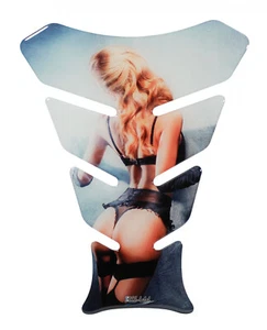 Tankpad 3D Motorrad Aufkleber Blondes Sexy Girl Tankschutz Kratzschutz : Form 8 - Picture 1 of 7