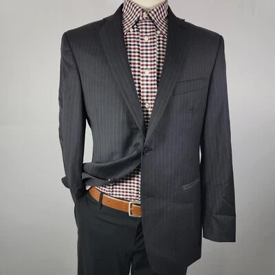 Abrigo Blazer Deportivo Para Hombre Murano Collezione Dos Botones Gris Rayas Lana 40R Foto 1 de 4