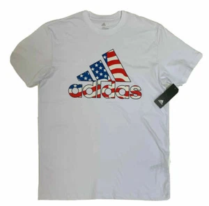Brand New Men's Adidas American Flag Logo Tee T-Shirt Red White Blue ADVR2001 L - Picture 1 of 2