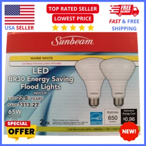 Sunbeam BR30 LED Bulbs 2-Pack – 65W Soft White Indoor Floodlight, Dimmable - Picture 1 of 2