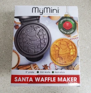 My Mini Pink Heart Shaped Waffle Maker 5" Non-Stick- Santa - Foto 1 di 5