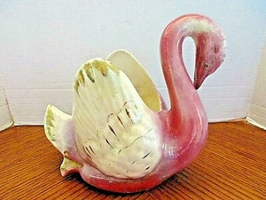 10" Art Pottery Swan Colonial China Old Vintage Planter Pink & White w Gold Trim - Picture 1 of 5