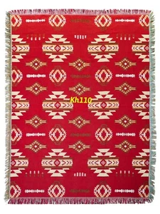 Native American Southwest Print Woven Jacquard Throw 50"x60"-Red - Picture 1 of 4