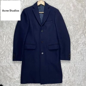 ACNE STUDIOS Men's GARRET PAW15 Chester Coat Navy Wool Size 44 USED - Picture 1 of 12