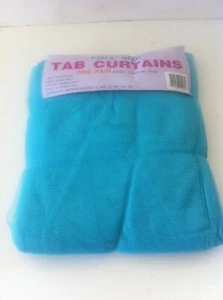 Blue Mosquito Netting Tab Curtains - One Pair each 1.5m x 2.4 drop - Picture 1 of 1