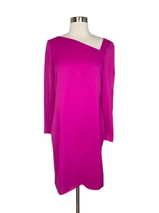 Emanuel Ungaro Sheath Dress L Pink Asymmetric Neckline Long Sleeve - Picture 1 of 12