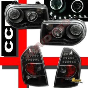 05-07 Chrysler 300C SRT8 G3 Halo Projector Headlights & LED Tail Lights Black - Picture 1 of 4
