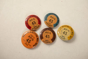 Windery Distillery Union 45 (B4C-15/JSF6) Set di 5 bottoni pinback anni '40 - Foto 1 di 9