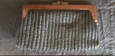 Bolso de mano Rafia tejido negro vintage años 1969 años 70 Foto 1 de 4