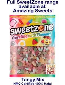 Halal Sweets Tangy Mix, Apple & Custard Hearts, Fizzy 1kg Bag Halal HMC Sweets - Picture 1 of 55
