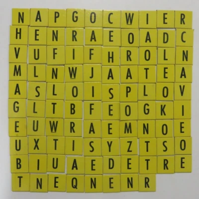 Vtg 1958 CARDBOARD LETTERS Scrabble for Juniors YELLOW TILES Scrapbooking AltArt - Image 1 of 4