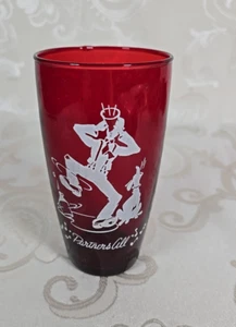 Vintage Anchor Hocking Square Dance Rubin 5 1/8" 12 Unzen Becher MCM - Bild 1 von 7