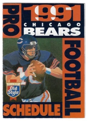 1991 Chicago Bears NFL Football Schedule !!! Old Style Light - Image 1 of 2