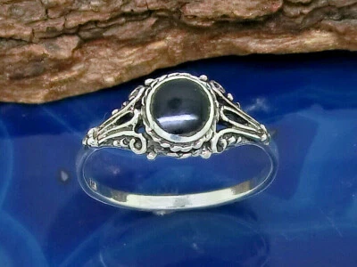 Anello Da Donna In Argento Sterling 925 Con Pietra Nera Anello Vintage Da Donna - Immagine 1 di 4