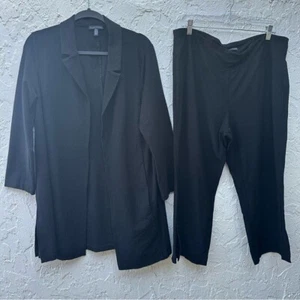 EILEEN FISHER Suit Women Size Large/XL 2 Piece Set Black Viscose Stretch - Picture 1 of 8