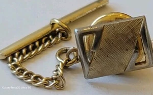 Swank Vintage Tie Bar Tack Pin Cadena Oro Hombres Joyería Rectángulo - Imagen 1 de 6