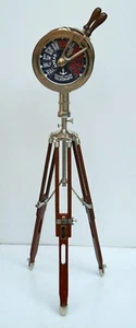 Vintage brass telegraph navy ship engine room with floor wooden tripod stand - Picture 1 of 9