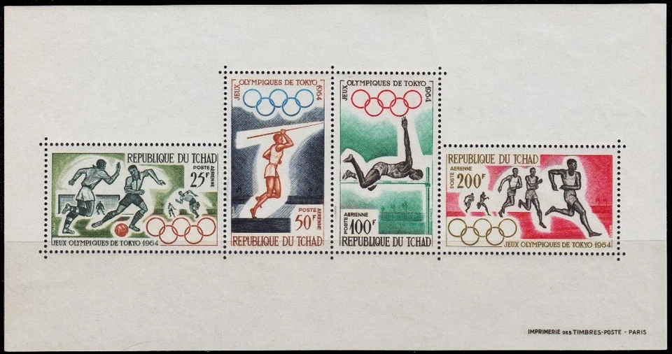 EDICIÓN 1964 CHAD - TCHAD OLÍMPICO TOKIO FÚTBOL JABALINA LANZAMIENTO SALTO DE ALTURA SCT.C18a  Foto 1 de 1