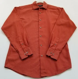 Murano Button Up Shirt Men’s Medium M Orange Long Sleeves Career Work Cotton - Picture 1 of 10