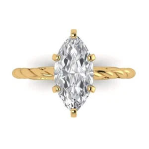 14K Gelbgold Zirkonia Solitär Verlobungsring (2 ctw, Marquise-Schliff) - Bild 1 von 11