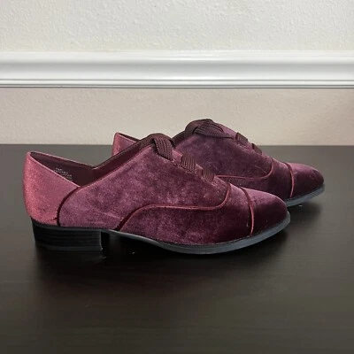 Nine West Oxford Flats Size 7.5 Velvet Burgundy Wine Noceda NEW - Image 1 of 4