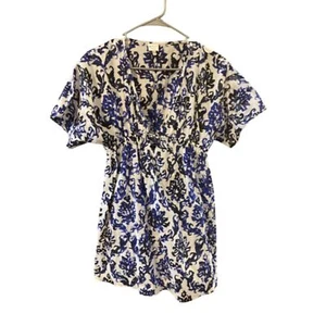 NWOT Milly Minis Girls Cotton V-Neck Beach Coverup blue/cream size 14 - Picture 1 of 8