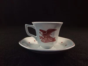 Juego de tazas y platillos planos Wedgwood American Eagle rojo Demitasse - Imagen 1 de 9
