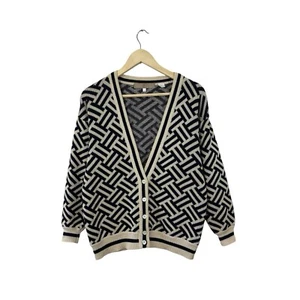 Vintage Perry Ellis Portfolio Small Cardigan Sweater Cotton V-Neck Womens READ - Picture 1 of 11